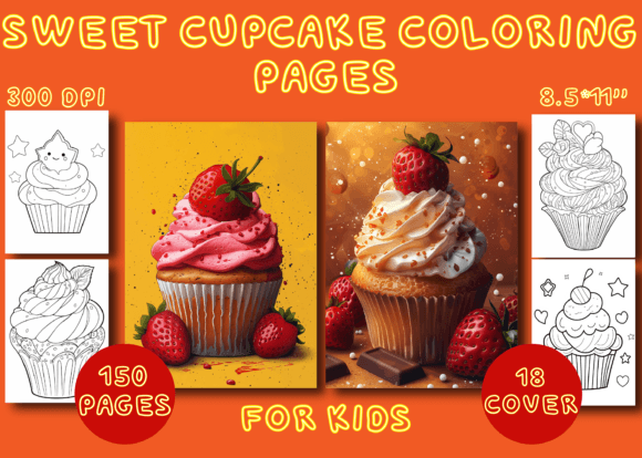 150 Sweet Cupcake Coloring Book for Kids