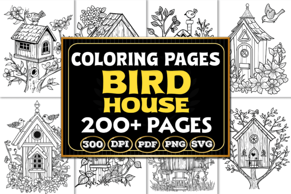 Bird House Coloring Pages for Adults