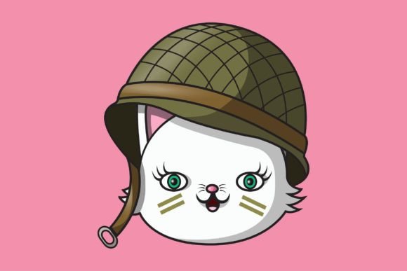 Cat Head Wearing a Soldier’s Hat