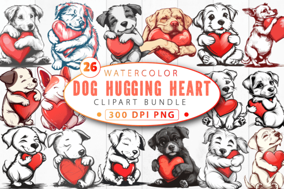 Dog Hugging Heart Sublimation Clipart Bundle: A Creative Tool for Personal and Commercial Use