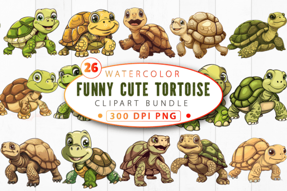 Funny Cute Tortoise Clipart Bundle: A Unique Addition to Your Creative Toolkit