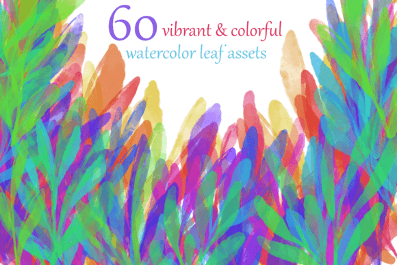 Vibrant Watercolor Leaf PNGs